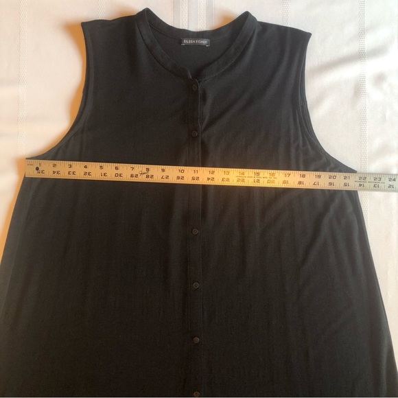 Eileen Fisher Black Sleeveless Button Front Lightweight Knit Dress Size L/XL - Picture 8 of 12